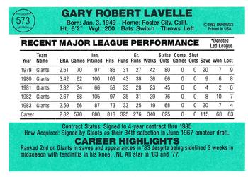 Gary Lavelle  baseball card collectible - Main Image 2