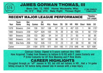 Gorman Thomas  baseball card collectible - Main Image 2
