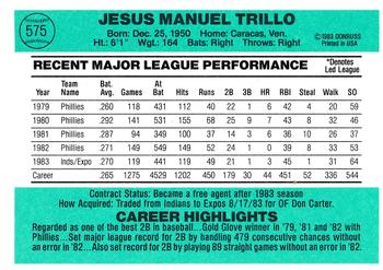 Manny Trillo  baseball card collectible - Main Image 2