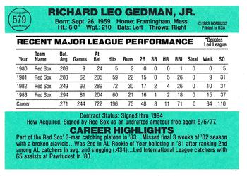 Rich Gedman  baseball card collectible - Main Image 2