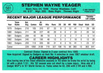 Steve Yeager  baseball card collectible - Main Image 2