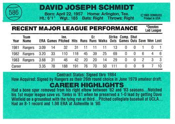 Dave Schmidt  baseball card collectible - Main Image 2