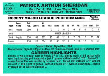 Pat Sheridan  baseball card collectible - Main Image 2