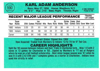 Bud Anderson  baseball card collectible - Main Image 2