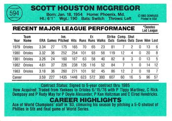 Scott McGregor  baseball card collectible - Main Image 2