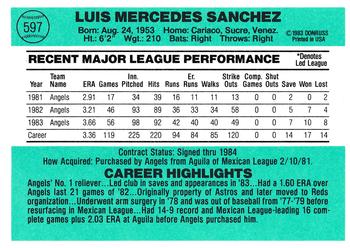 Luis Sanchez  baseball card collectible - Main Image 2
