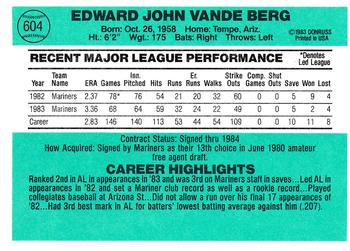 Ed Vande Berg  baseball card collectible - Main Image 2