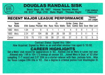 Doug Sisk  baseball card collectible - Main Image 2