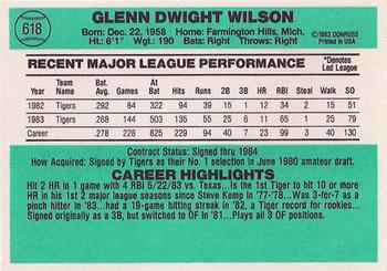 Glenn Wilson  baseball card collectible - Main Image 2