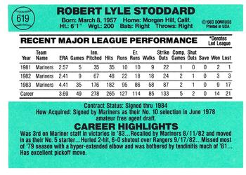 Bob Stoddard  baseball card collectible - Main Image 2