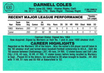 Darnell Coles  baseball card collectible - Main Image 2