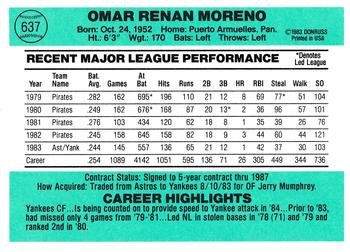 Omar Moreno  baseball card collectible - Main Image 2