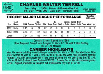 Walt Terrell  baseball card collectible - Main Image 2