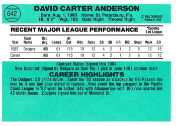 Dave Anderson  baseball card collectible - Main Image 2