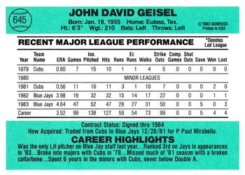 Dave Geisel  baseball card collectible - Main Image 2
