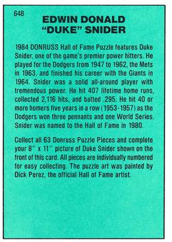 Duke Snider  baseball card collectible - Main Image 2