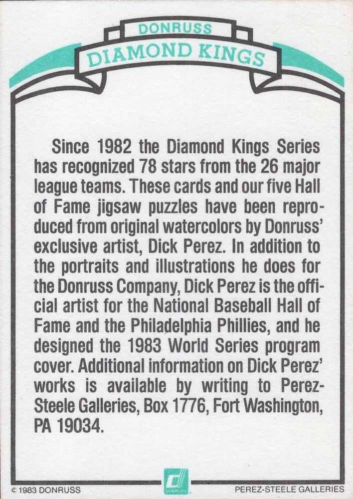 Diamond Kings Checklist: 1-26  baseball card collectible - Main Image 2
