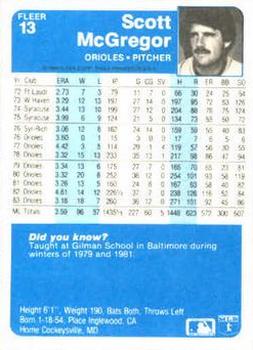 Scott McGregor  baseball card collectible - Main Image 2