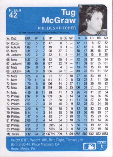 Tug McGraw  baseball card collectible - Main Image 2