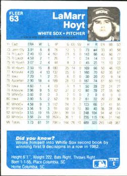 LaMarr Hoyt  baseball card collectible - Main Image 2