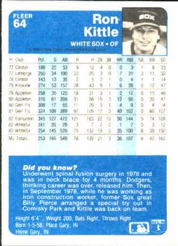 Ron Kittle  baseball card collectible - Main Image 2
