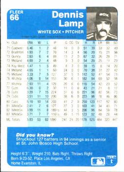 Dennis Lamp  baseball card collectible - Main Image 2