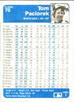 Tom Paciorek  baseball card collectible - Main Image 2