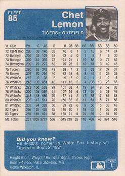 Chet Lemon  baseball card collectible - Main Image 2