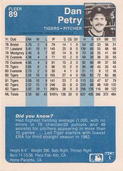 Dan Petry  baseball card collectible - Main Image 2