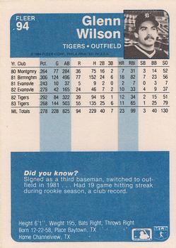 Glenn Wilson  baseball card collectible - Main Image 2