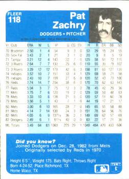 Pat Zachry  baseball card collectible - Main Image 2