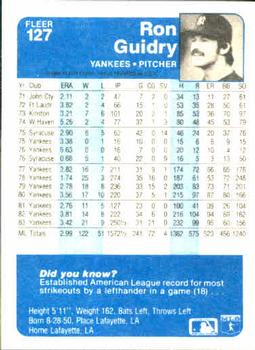 Ron Guidry  baseball card collectible - Main Image 2