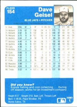 Dave Geisel  baseball card collectible - Main Image 2