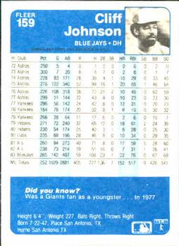 Cliff Johnson  baseball card collectible - Main Image 2