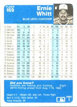 Ernie Whitt  baseball card collectible - Main Image 2