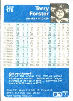 Terry Forster  baseball card collectible - Main Image 2