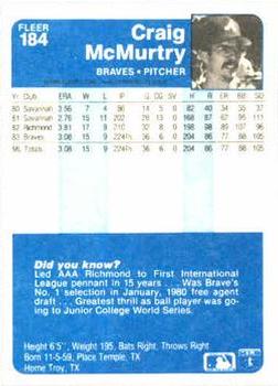 Craig McMurtry  baseball card collectible - Main Image 2