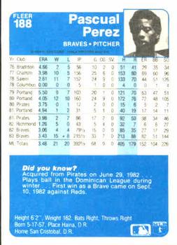 Pascual Perez  baseball card collectible - Main Image 2