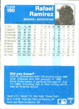 Rafael Ramirez  baseball card collectible - Main Image 2