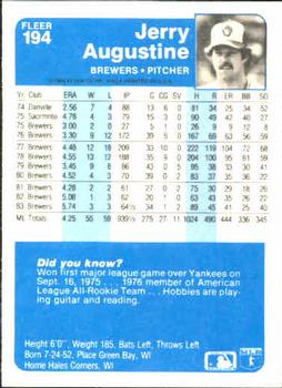Jerry Augustine  baseball card collectible - Main Image 2