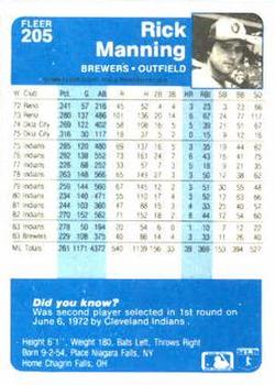 Rick Manning  baseball card collectible - Main Image 2