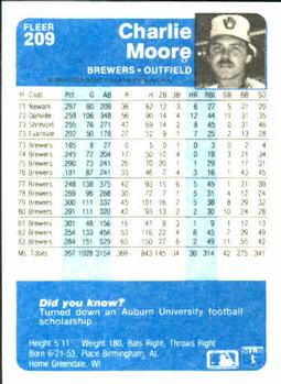 Charlie Moore  baseball card collectible - Main Image 2