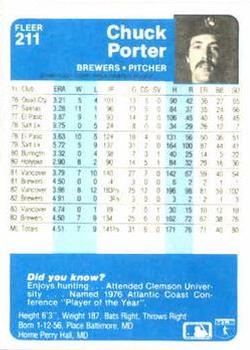 Chuck Porter  baseball card collectible - Main Image 2