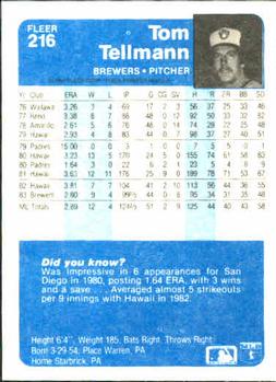 Tom Tellmann  baseball card collectible - Main Image 2