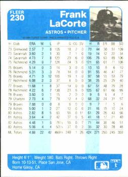 Frank LaCorte  baseball card collectible - Main Image 2