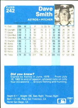 Dave Smith  baseball card collectible - Main Image 2