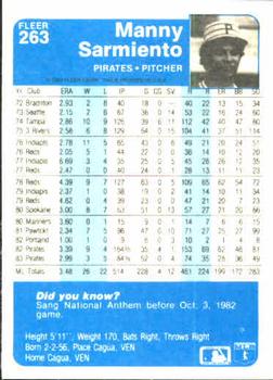 Manny Sarmiento  baseball card collectible - Main Image 2