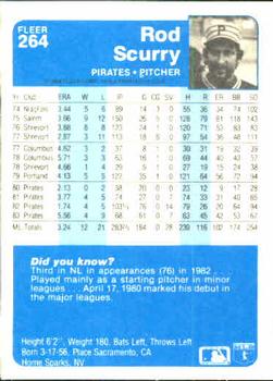 Rod Scurry  baseball card collectible - Main Image 2