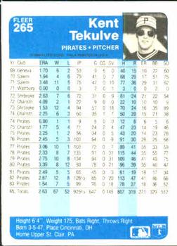Kent Tekulve  baseball card collectible - Main Image 2