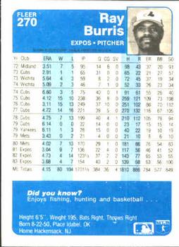 Ray Burris  baseball card collectible - Main Image 2